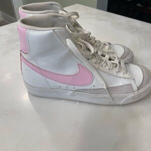 Women's Pink and White High-Top Sneakers